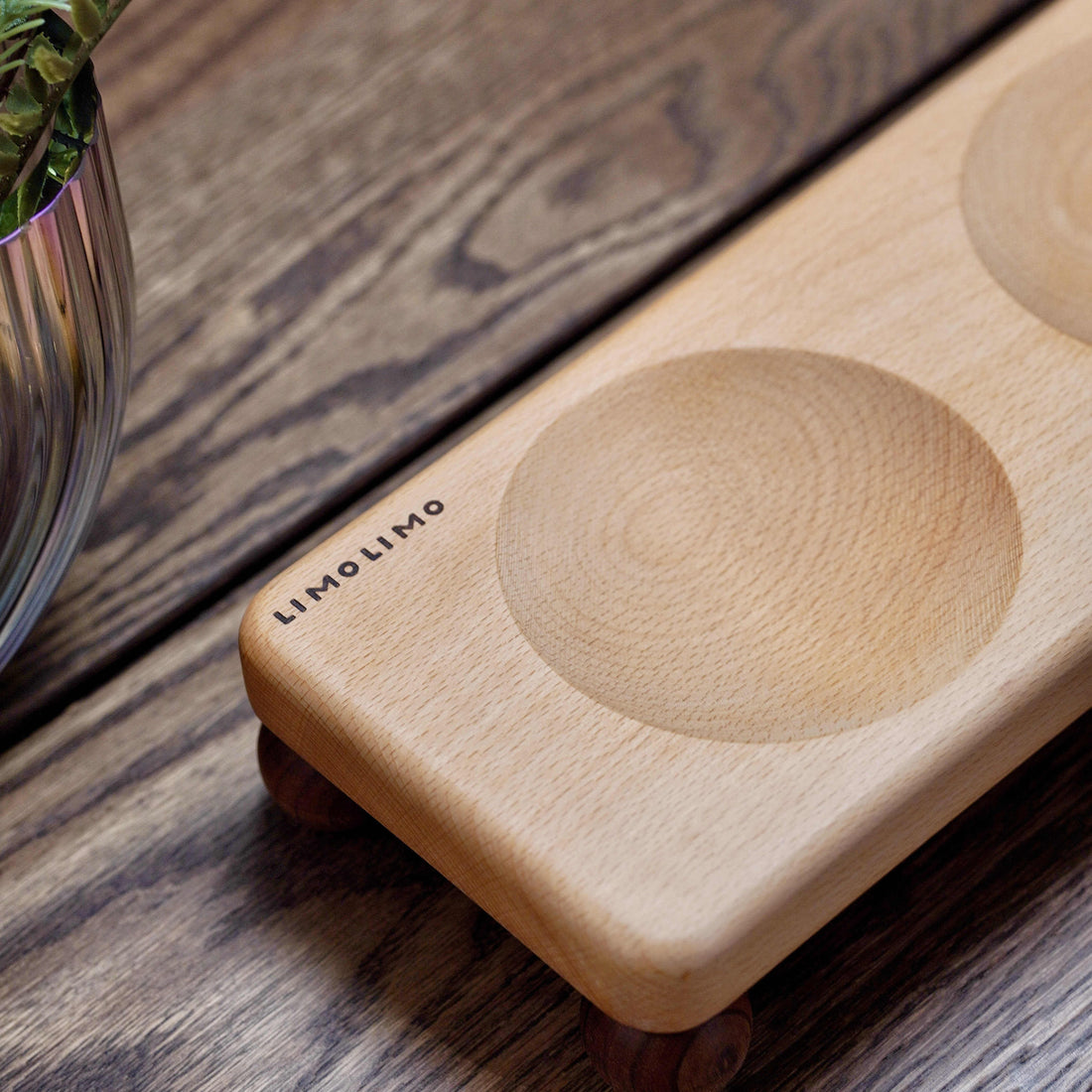 Solid Wood Cat Ceramic Pet Feeding Bowl