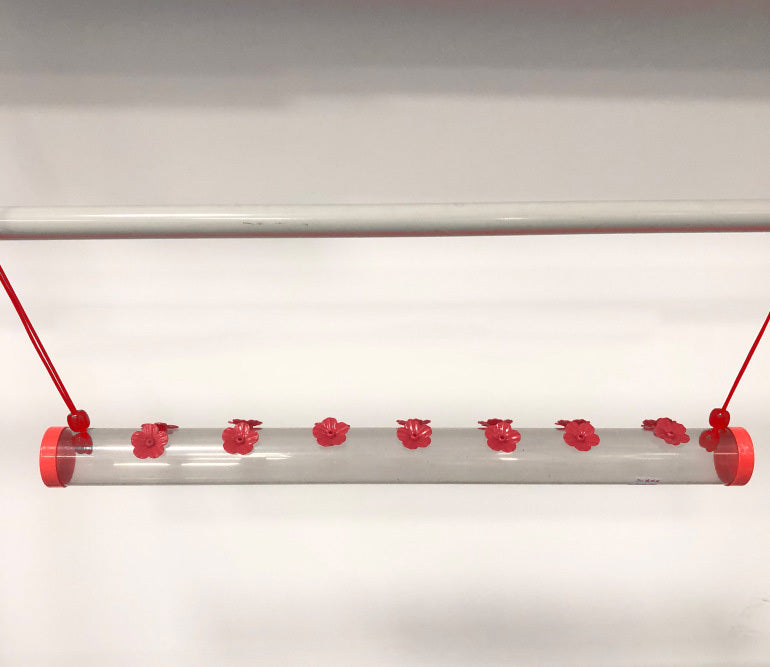 Hanging Long Tube With Flowers Bird Feeder