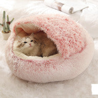 2 In 1 Winter Bed Round Plush Warm Bed