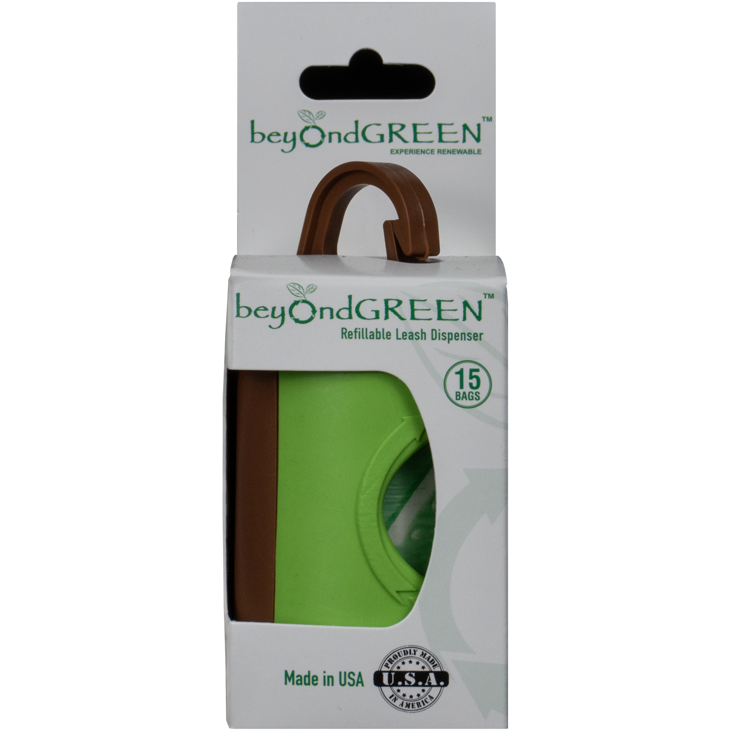 beyondGREEN Dog Waste Bag Leash Dispenser – Clip-On Holder for Standard Rolls – Durable, Portable, Made in USA