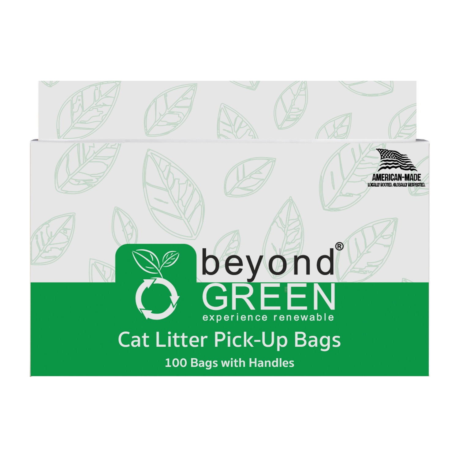 beyondGREEN Cat Litter Bags with Handles – Made in USA, Leak-Resistant & Easy-Tie