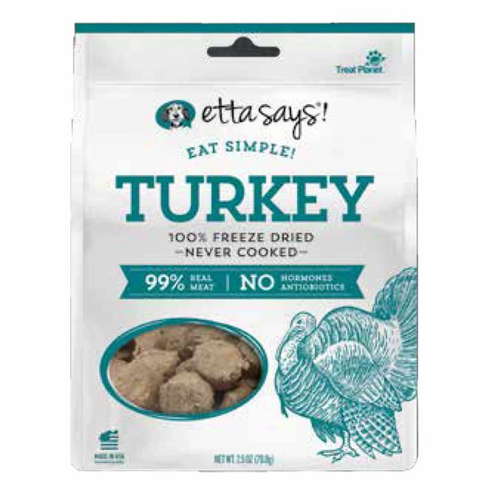 Etta Says! Eat Simple Freeze-Dried Turkey Dog Treats – USA Farm-Raised Protein (2.5 oz)