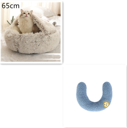 2 In 1 Winter Bed Round Plush Warm Bed