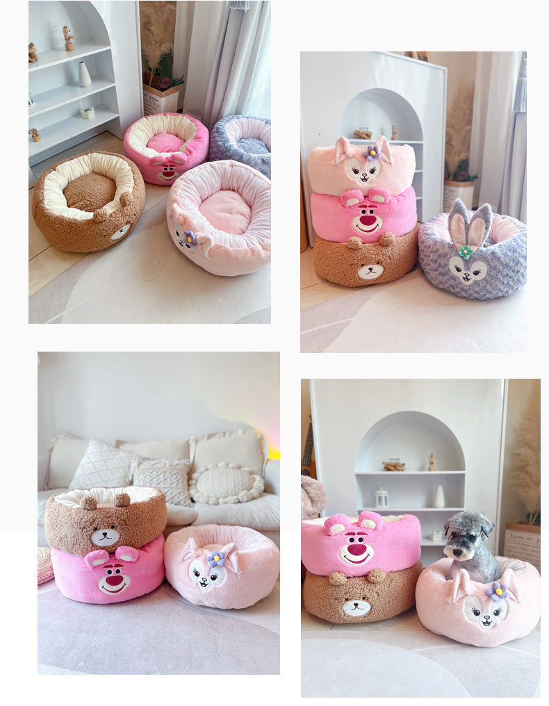 Universal Autumn And Winter Plush Round Bed