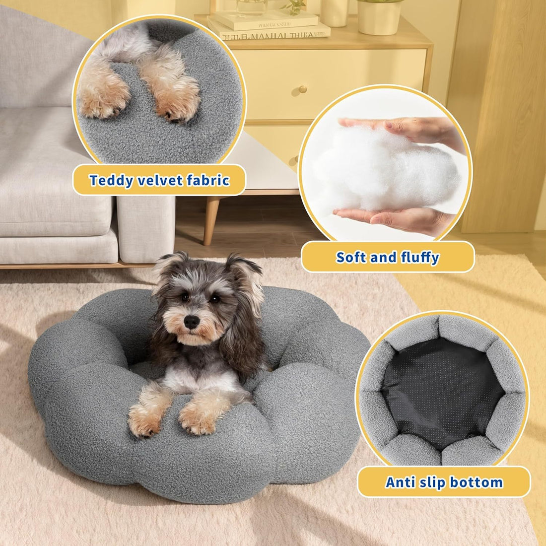 Calming Fluffy Flower Pet Bed