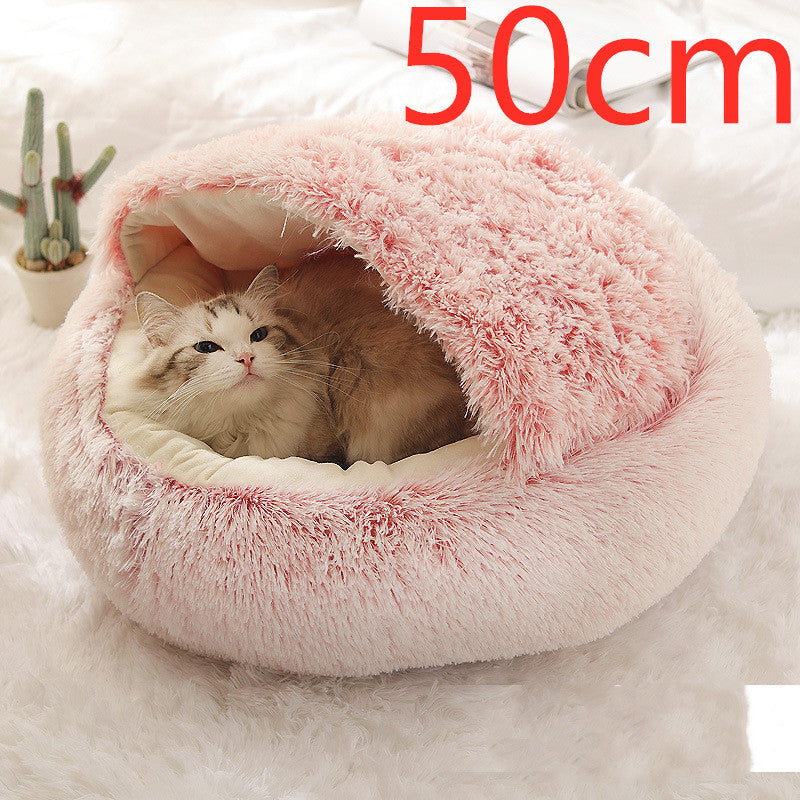 2 In 1 Winter Bed Round Plush Warm Bed