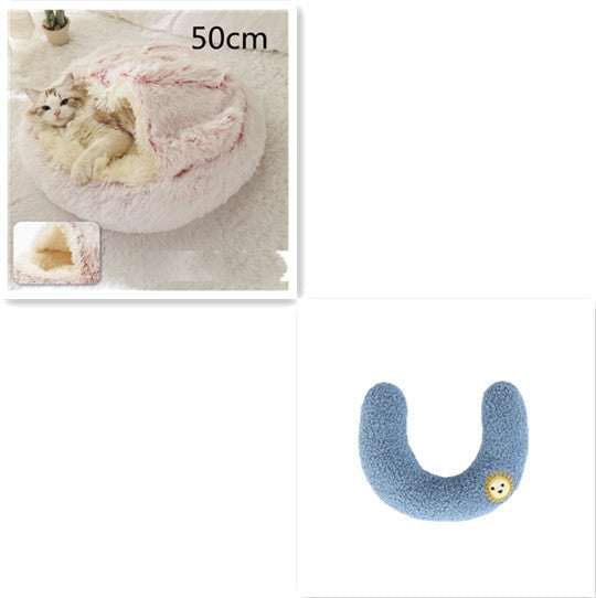 2 In 1 Winter Bed Round Plush Warm Bed