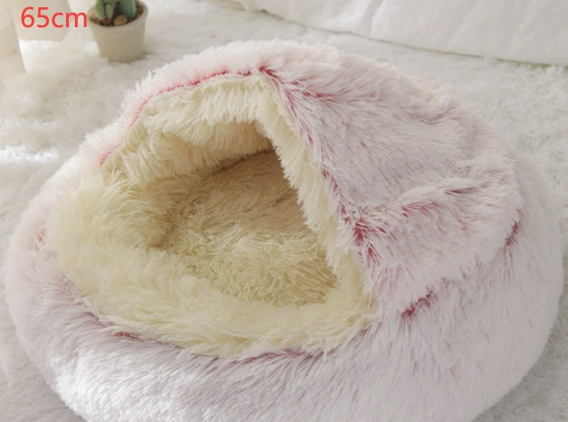 2 In 1 Winter Bed Round Plush Warm Bed