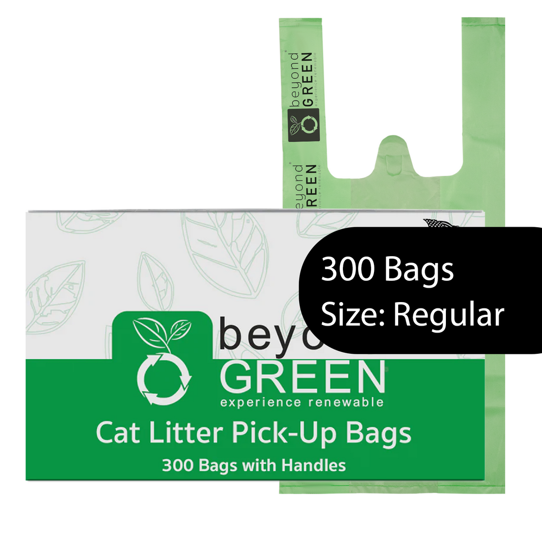 beyondGREEN Cat Litter Bags with Handles – Made in USA, Leak-Resistant & Easy-Tie