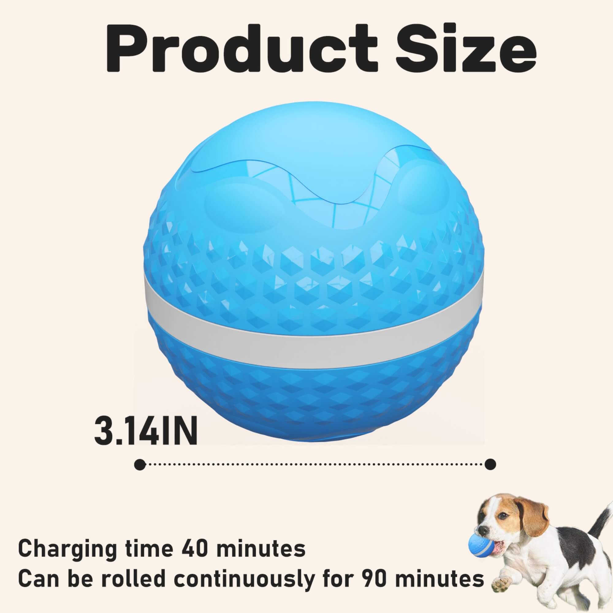 automatic dog toy rolling ball size 3.14 inch diameter
