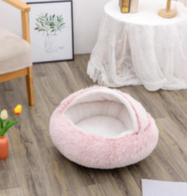 2 In 1 Winter Bed Round Plush Warm Bed