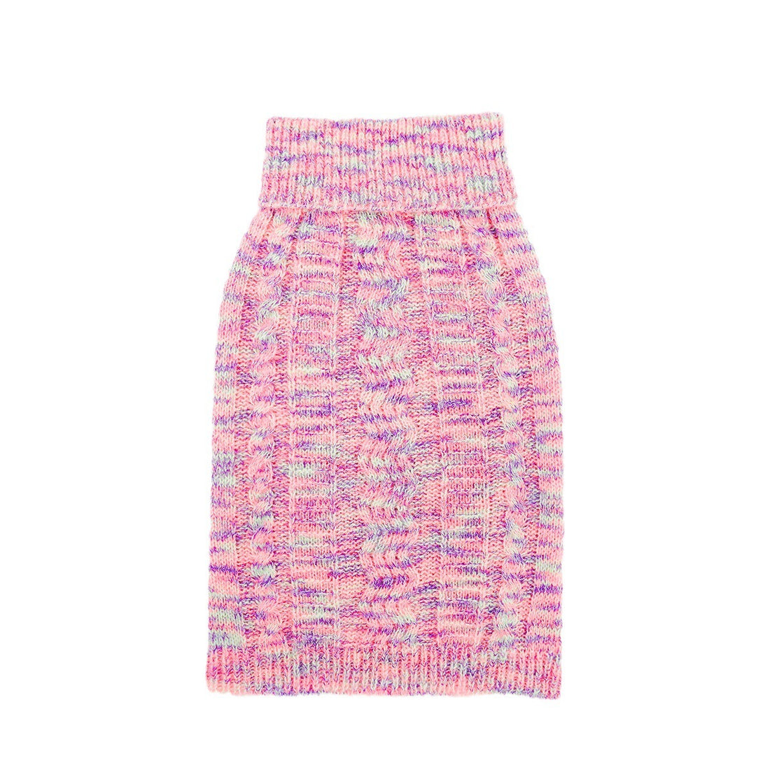 Dyed purple pet sweater, cozy knitted design for dogs and cats, soft fabric providing warm comfort.