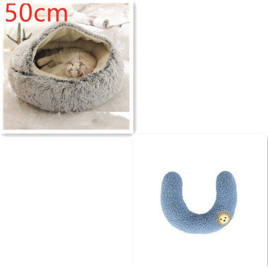 2 In 1 Winter Bed Round Plush Warm Bed