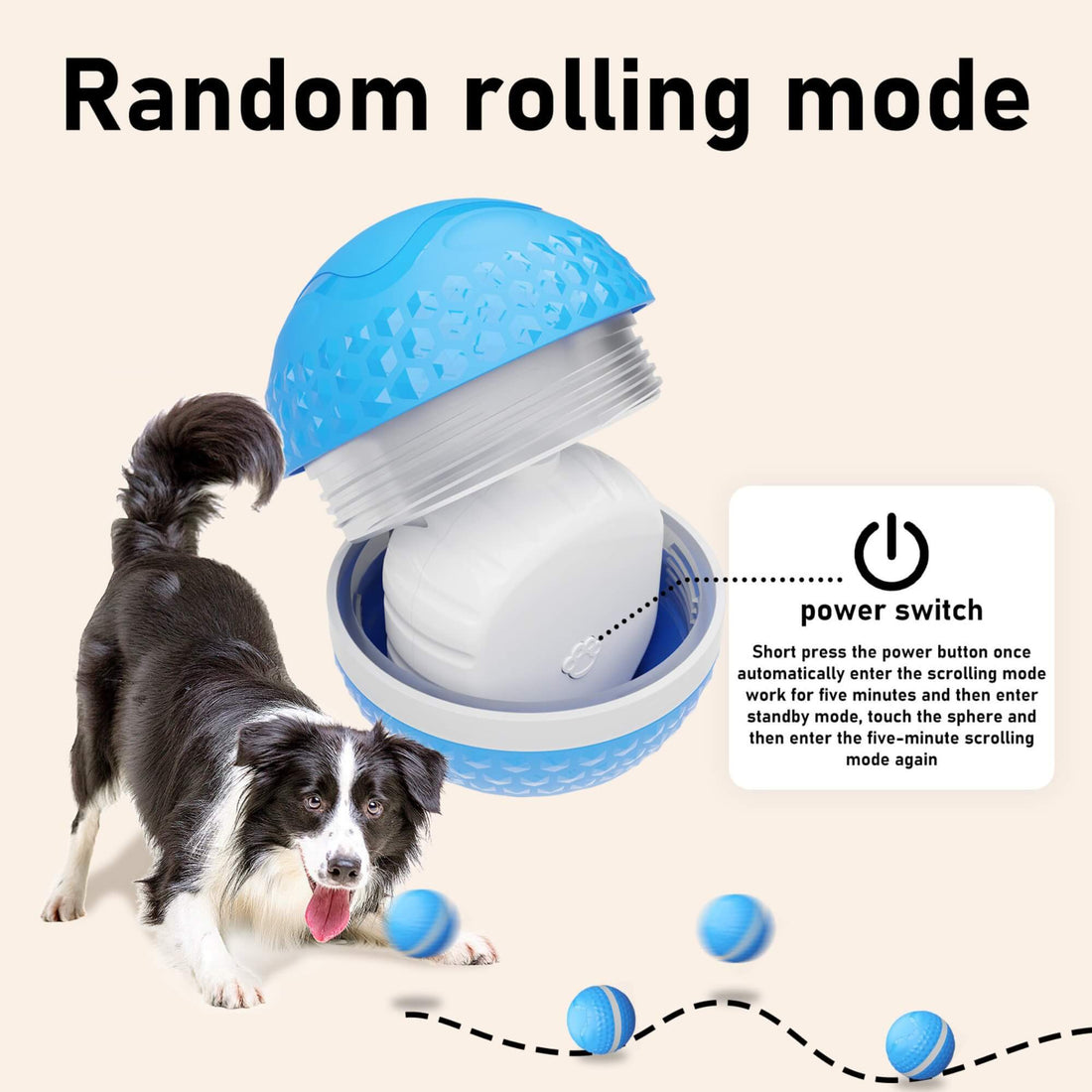 motion activated dog toy random rolling mode indoor enrichment