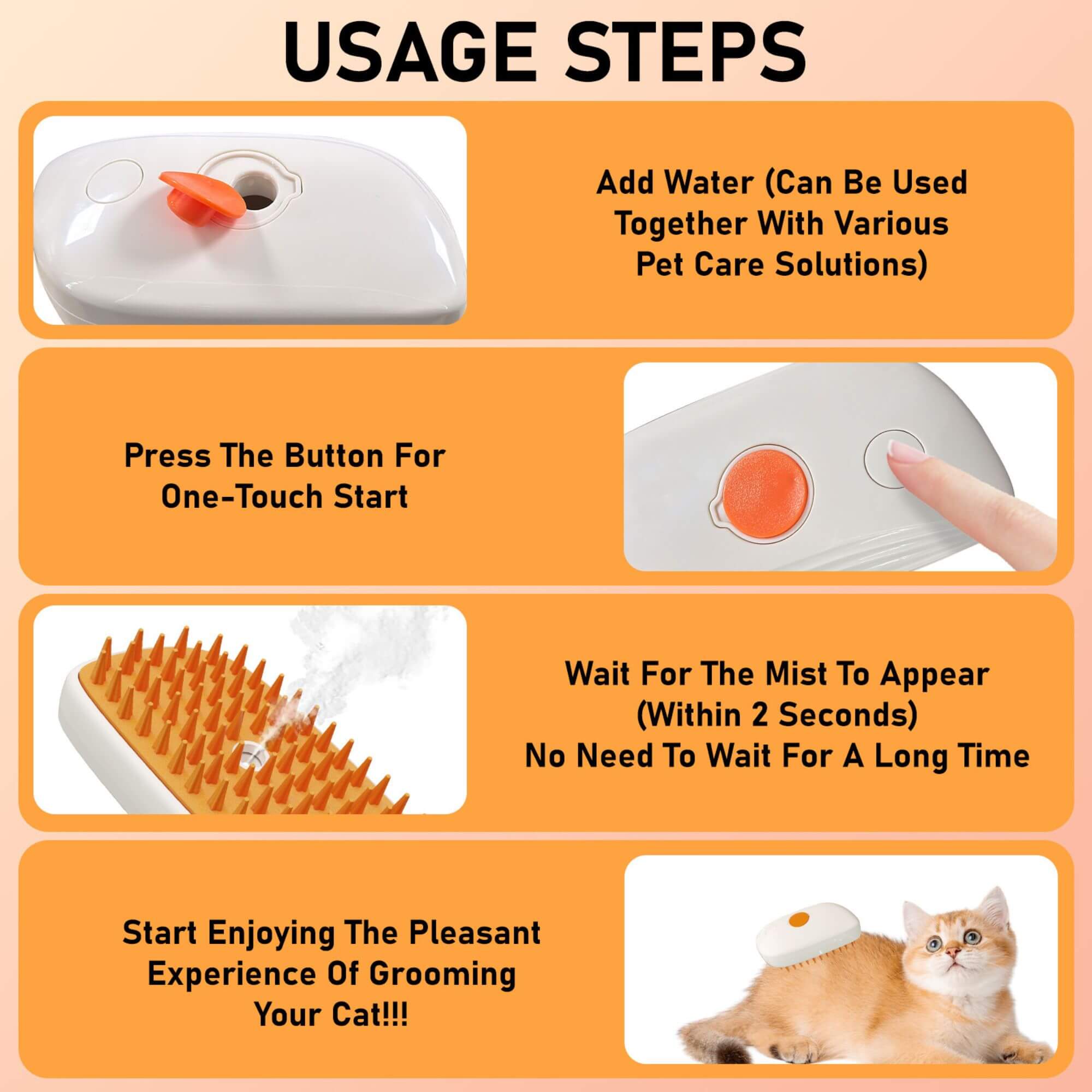 How to use the steam grooming brush for cats and dogs